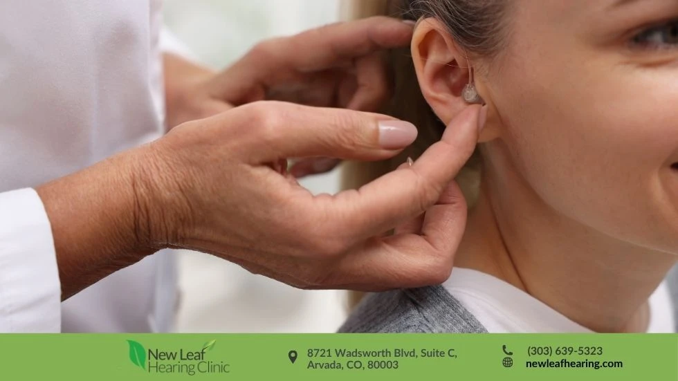 Audiologist reviewing hearing test results with a patient at New Leaf Hearing Care