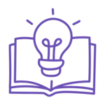 Hearing education icon with book and light bulb